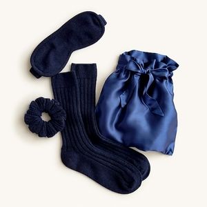🔥50% OFF FLASH🔥 J.Crew 💙 CASHMERE Luxe Sleep Gift Set Navy Blue $130 NWT